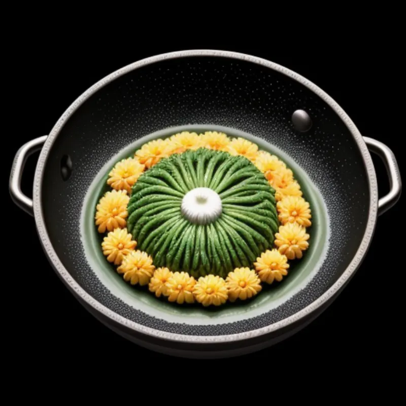 Wok with Stir-fried Chrysanthemum Greens